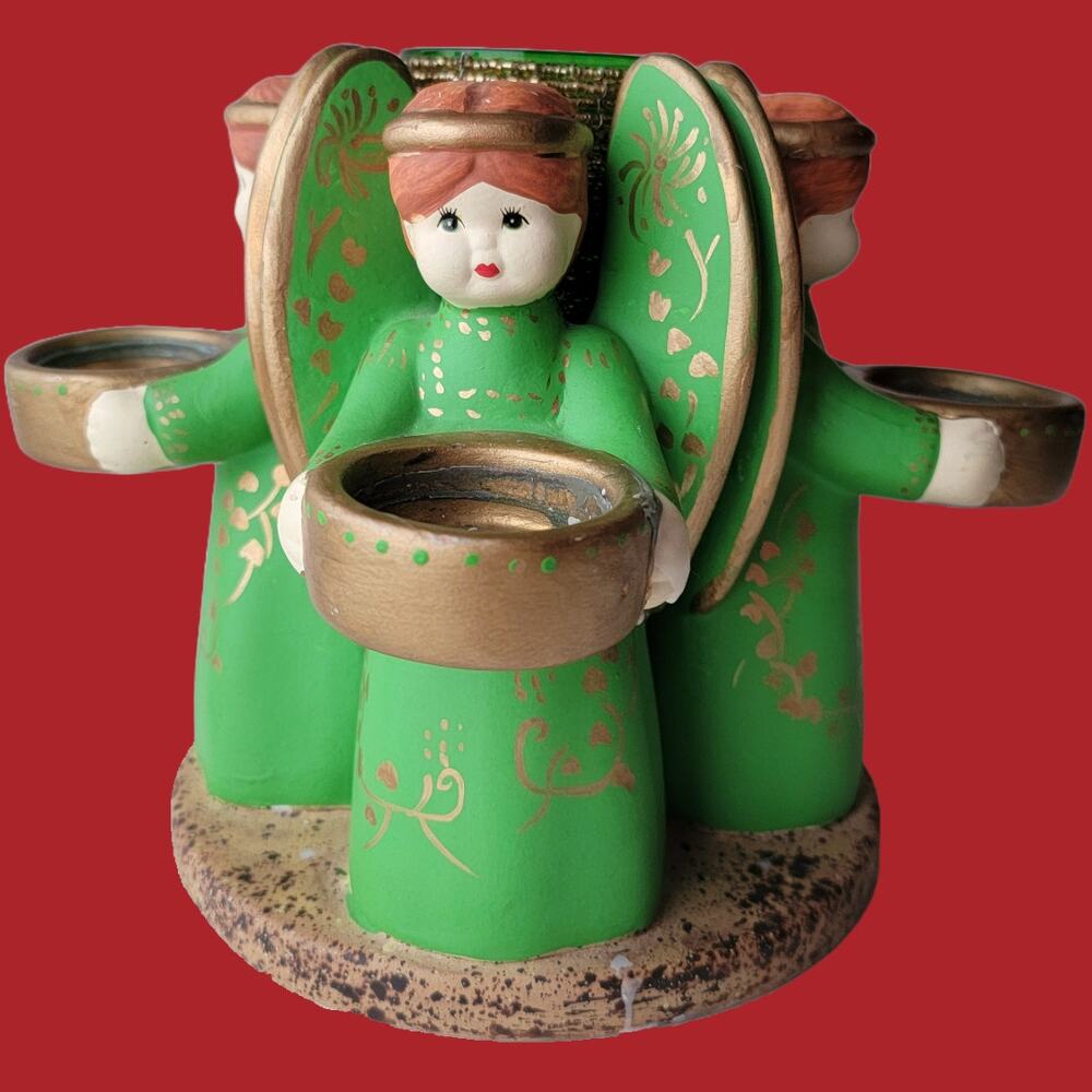 Vintage 1990s Penco Irish Angels Friendship Circle Candle Holder